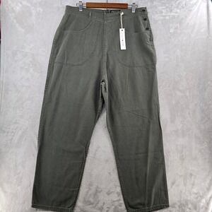 Imogene + Willie Liza Olive Herringbone Pants womens 33 Side Button military